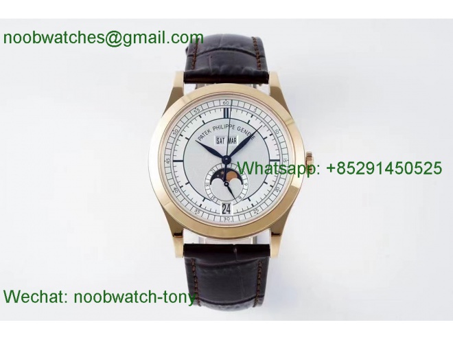 Replica Patek Philippe Annual Calendar Moonphase 5396 Rose Gold White Dial PPF 1:1 Best MY9015