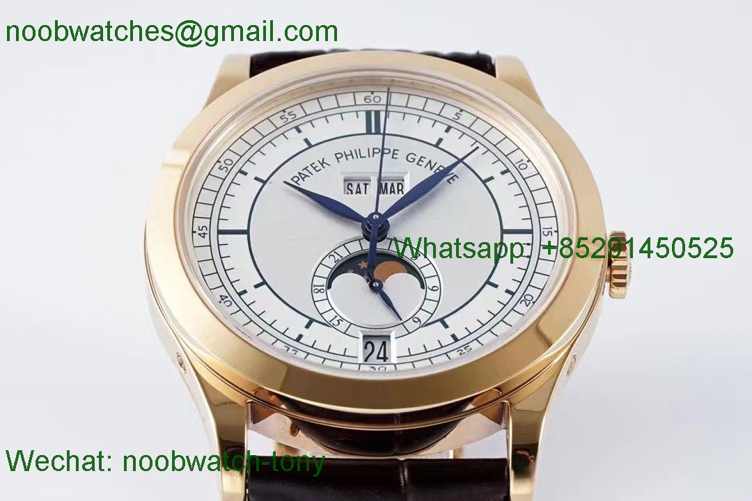 Replica Patek Philippe Annual Calendar Moonphase 5396 Rose Gold White Dial PPF 1:1 Best MY9015