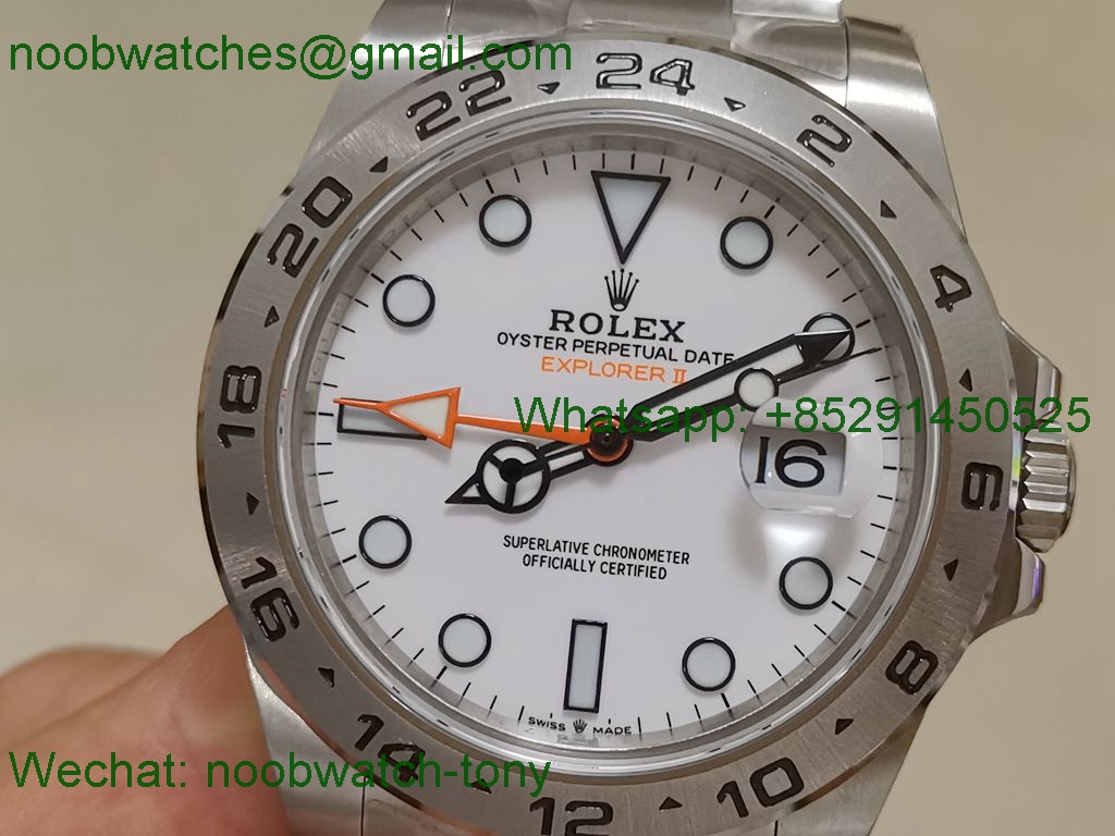 Replica Rolex Explorer II 42mm 216570 904L GMF 1:1 Best White Dial A3186 V4