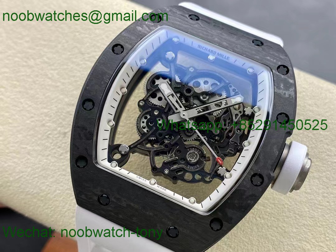 Replica Richard Mille RM055 Bubba Watson Black Carbon White Rubber NTPT BBR RMUL2