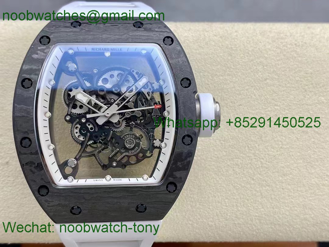 Replica Richard Mille RM055 Bubba Watson Black Carbon White Rubber NTPT BBR RMUL2