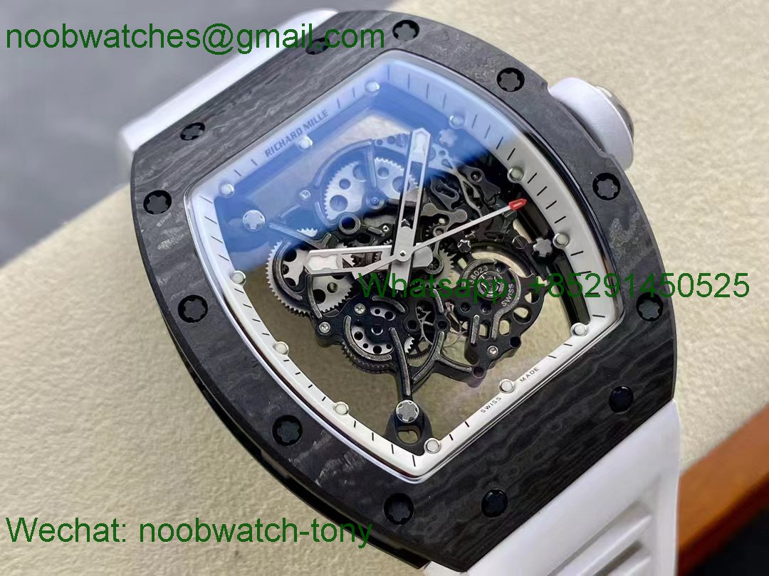 Replica Richard Mille RM055 Bubba Watson Black Carbon White Rubber NTPT BBR RMUL2