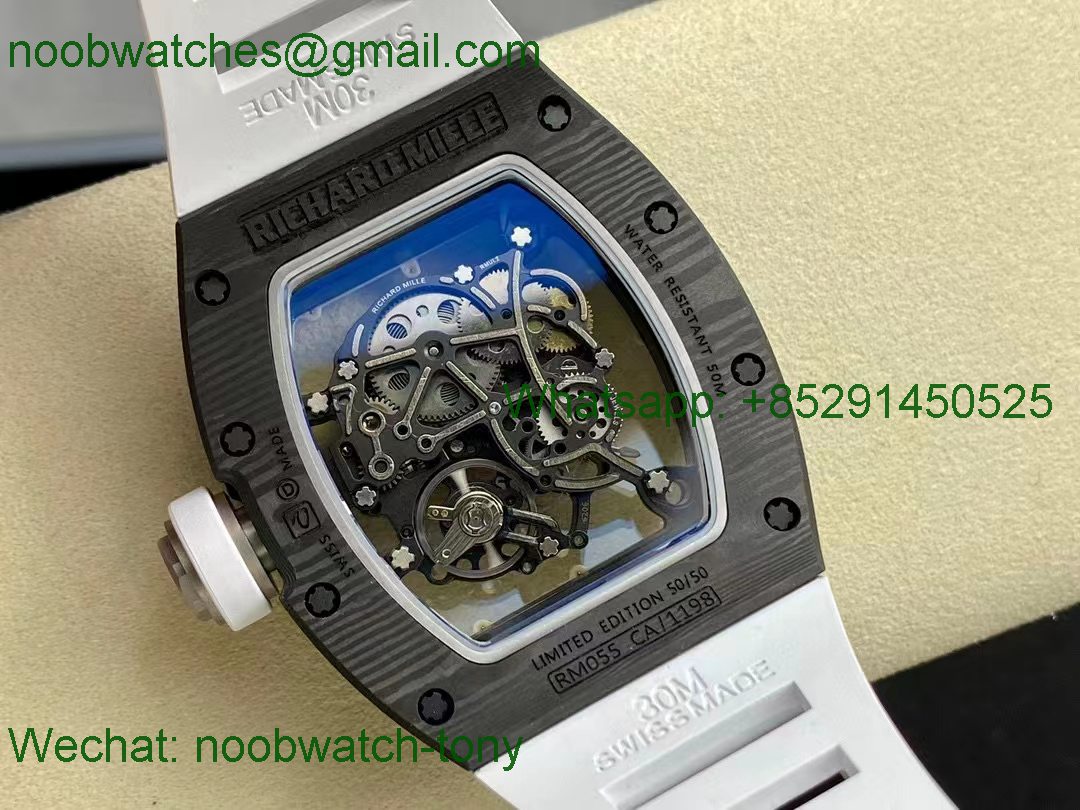 Replica Richard Mille RM055 Bubba Watson Black Carbon White Rubber NTPT BBR RMUL2