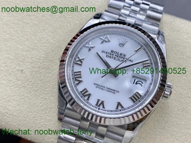 Replica Rolex Datejust 126234 36mm SS White Roman Dial VSF 1:1 Best VS3235