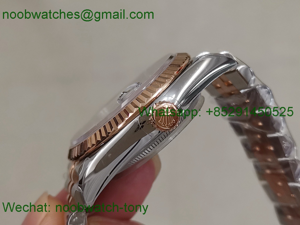 Replica Rolex Datejust 36mm 2tone SS Rose Gold Gray Diamond Dial BP V2 2824 