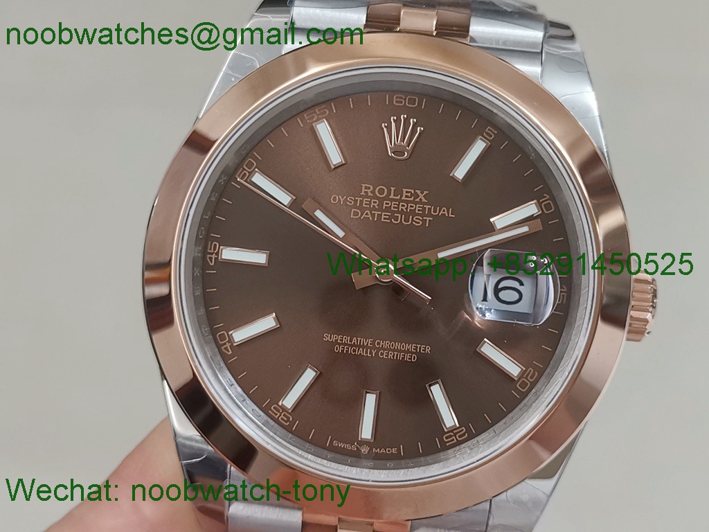 Replica Rolex Datejust 41mm Two Tone SS Rose Gold Brown Dial BP V2 VR3235
