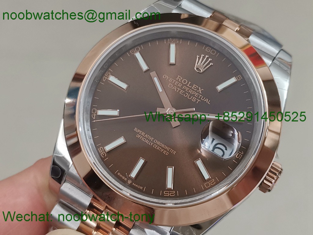 Replica Rolex Datejust 41mm Two Tone SS Rose Gold Brown Dial BP V2 VR3235