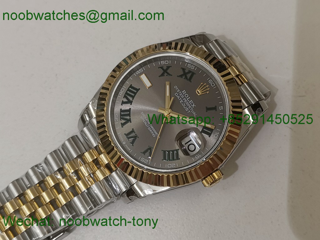 Replica Rolex Datejust 41mm Two Tone SS Yellow Gold Wimbledon Dial BP V2 2836