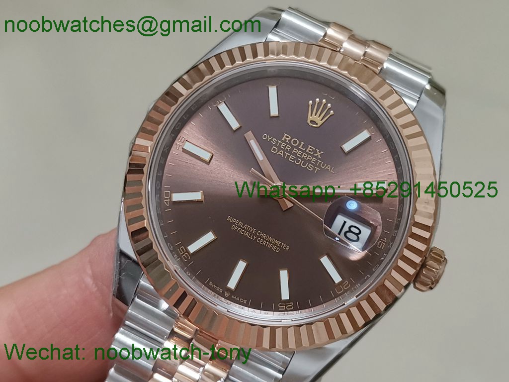 Replica Rolex Datejust 126333 41mm Two Tone Rose Gold Brown Dial VSF 1:1 Best VS3235