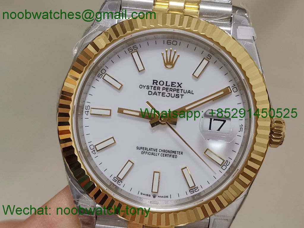 Replica Rolex Datejust 126333 41mm Two Tone Yellow Gold White Dial VSF 1:1 Best VS3235