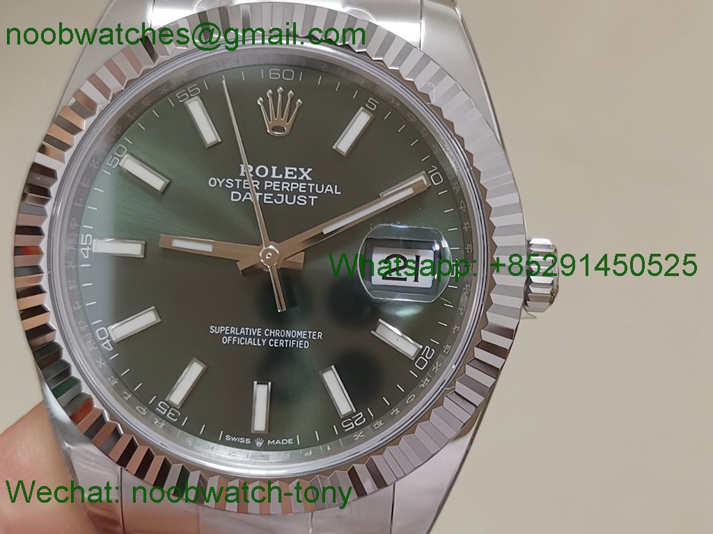 Replica Rolex Datejust 126334 41mm 904L Green Dial Clean 1:1 Best VR3235 Oyster