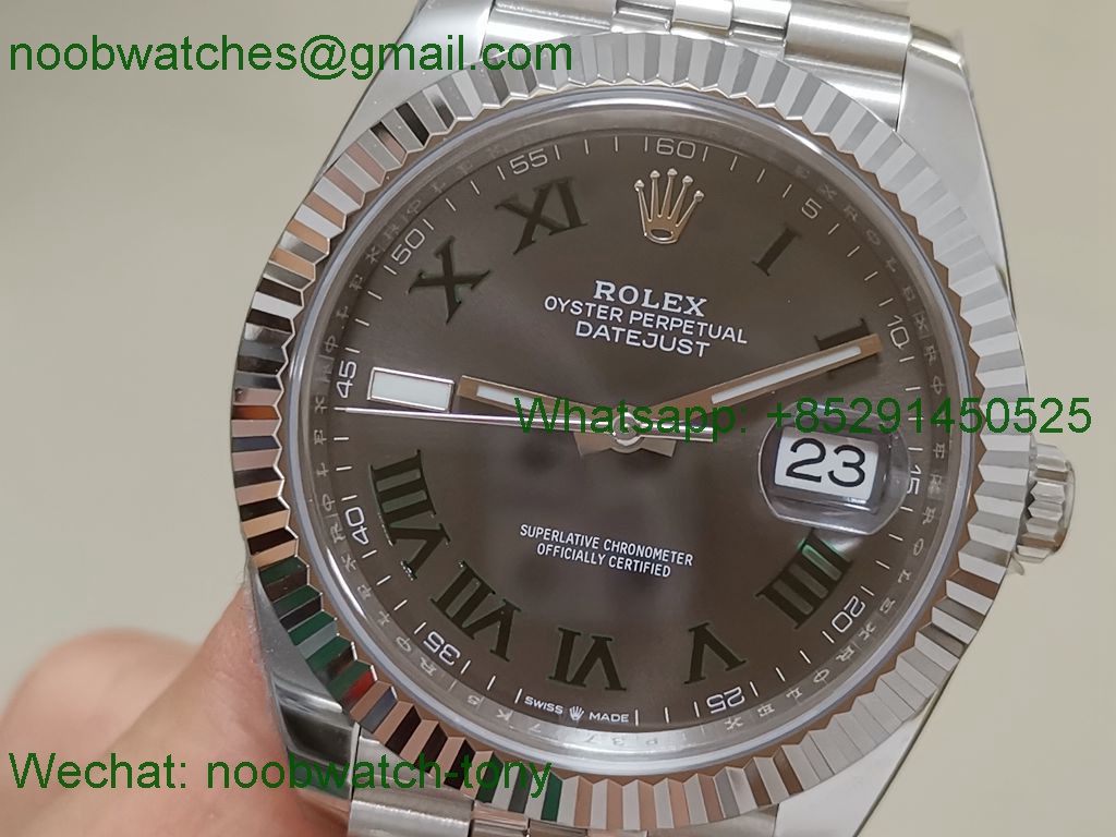 Replica Rolex Datejust 126334 41mm 904L Gray Dial Wimbledon Clean 1:1 Best VR3235 Jubilee 