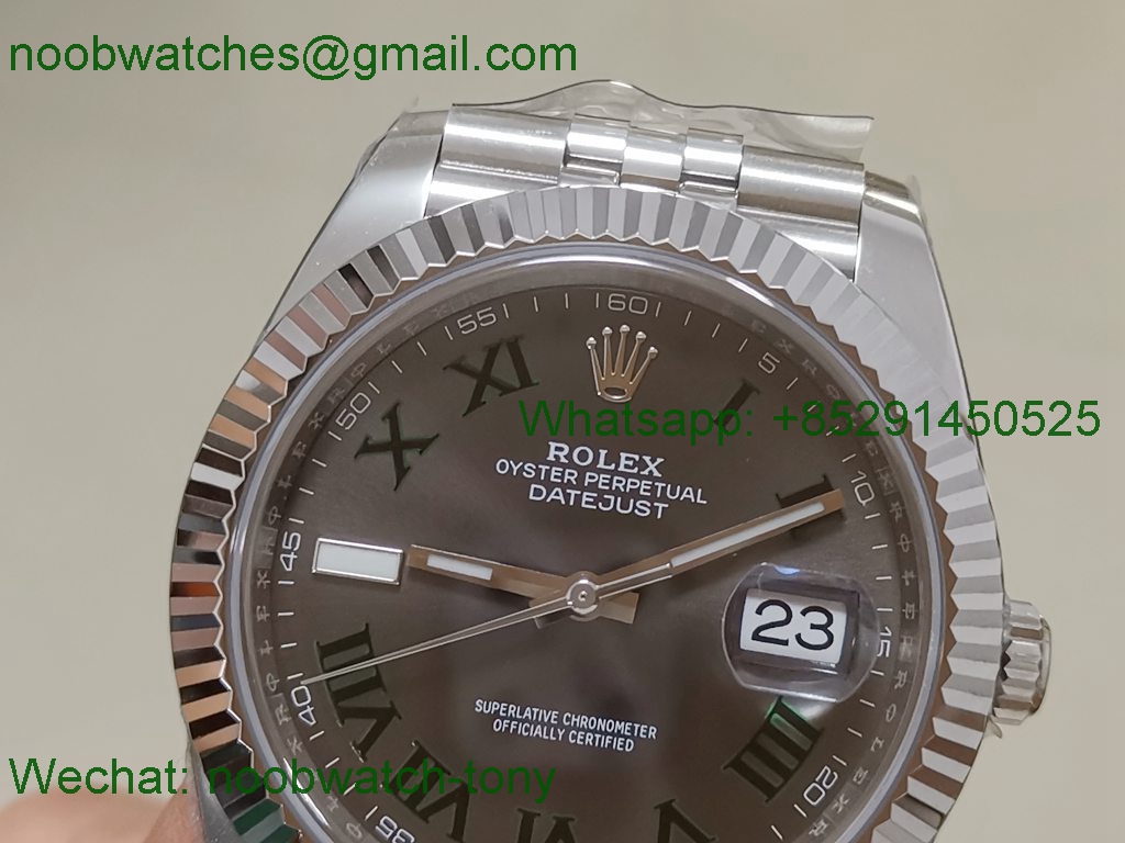 Replica Rolex Datejust 126334 41mm 904L Gray Dial Wimbledon Clean 1:1 Best VR3235 Jubilee 