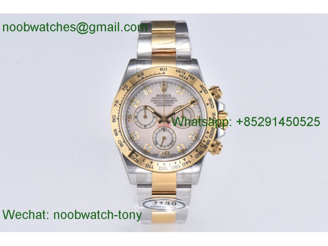 Replica Rolex Daytona 116503 Two Tone Yellow Gold Real MOP Diamond Dial Clean 1:1 Best SA4130