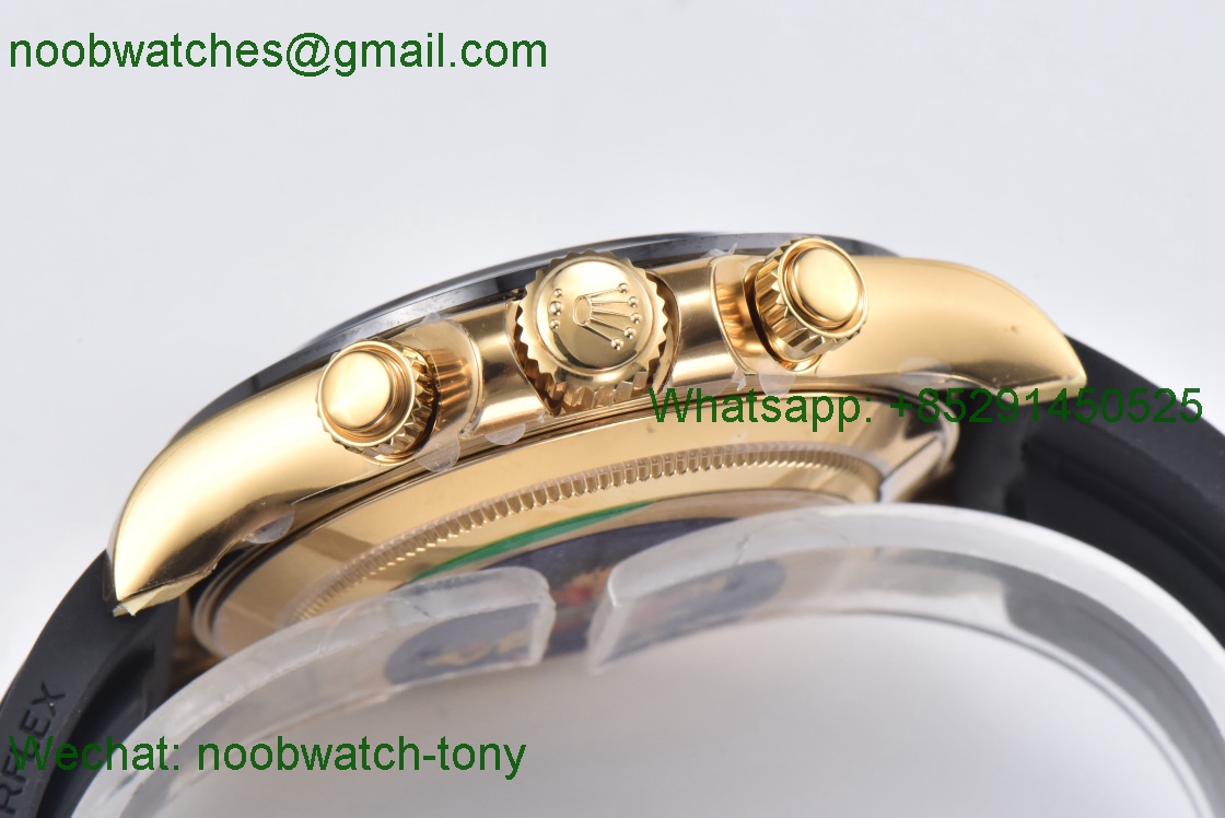 Replica Rolex Daytona 116518 Yellow GOLD Black Diamond Dial Clean 1:1 Best SA4130 OysterFlex