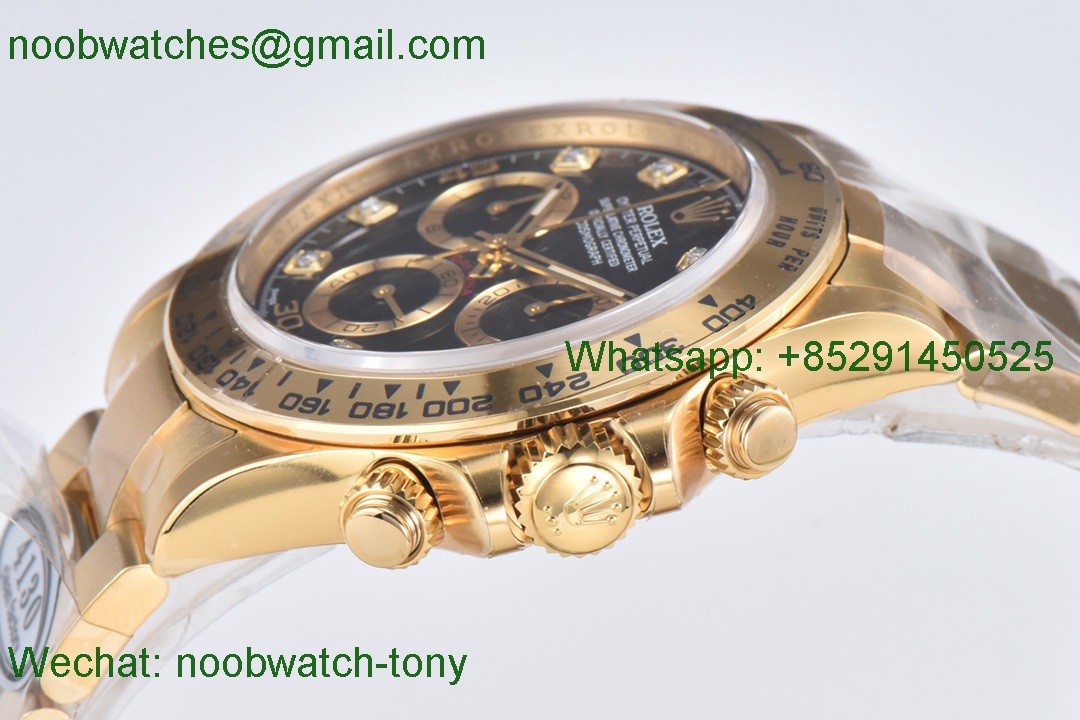 Replica Rolex Daytona 116508 Full Yellow GOLD Black Diamond Dial Clean 1:1 Best SA4130