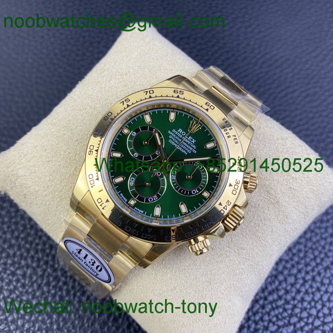 Replica Rolex Daytona 116508 Full Yellow GOLD Green Dial Clean 1:1 Best SA4130