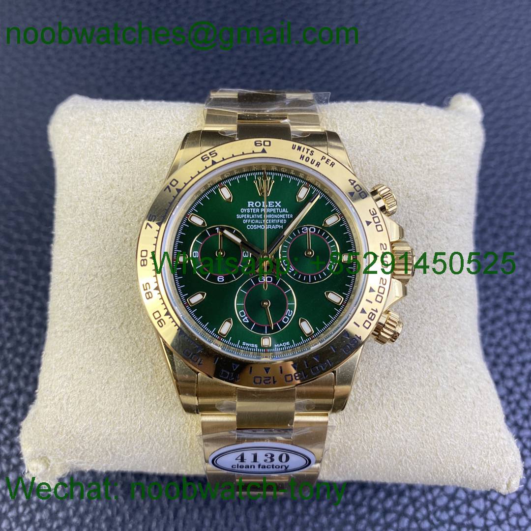 Replica Rolex Daytona 116508 Full Yellow GOLD Green Dial Clean 1:1 Best SA4130