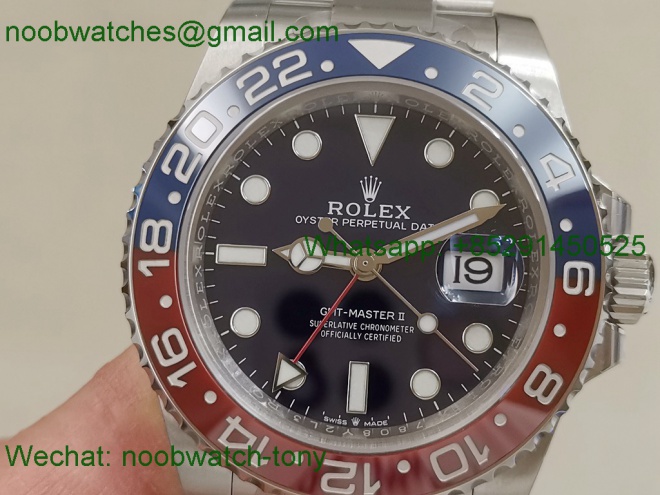 Replica Rolex GMT II Pepsi Blue Dial 126719 Oyster 904L Clean 1:1 Best VR3186 CHS