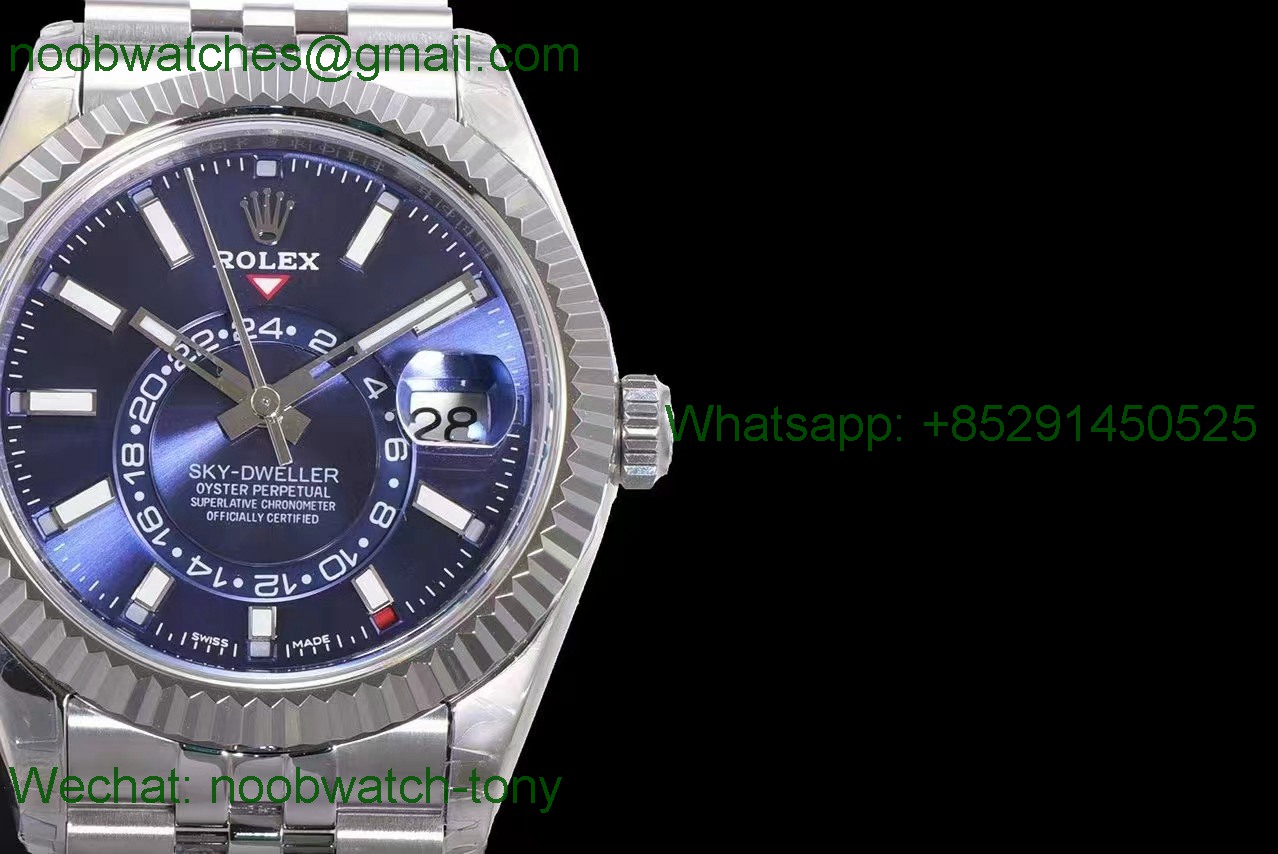 Replica Rolex Skydweller SS Noob V2 Best Blue Dial A23J Julibee Bracelet