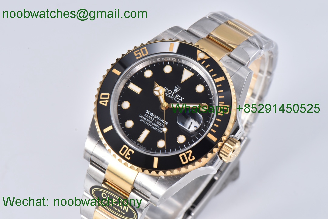 Replica Rolex Submariner 41mm Two Tone SS Yellow Gold 126613LN Black Dial Clean 1:1 Best VR3235