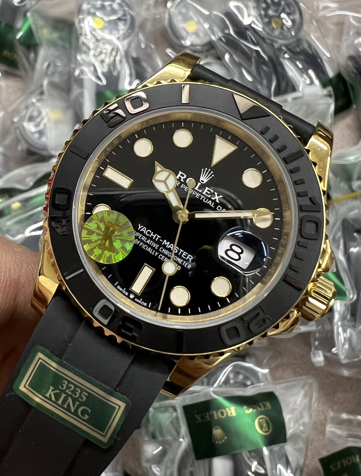 Replica Rolex YachtMaster 226658 42mm Yellow Gold Black Dial KING Factory 1:1 Best VR3235