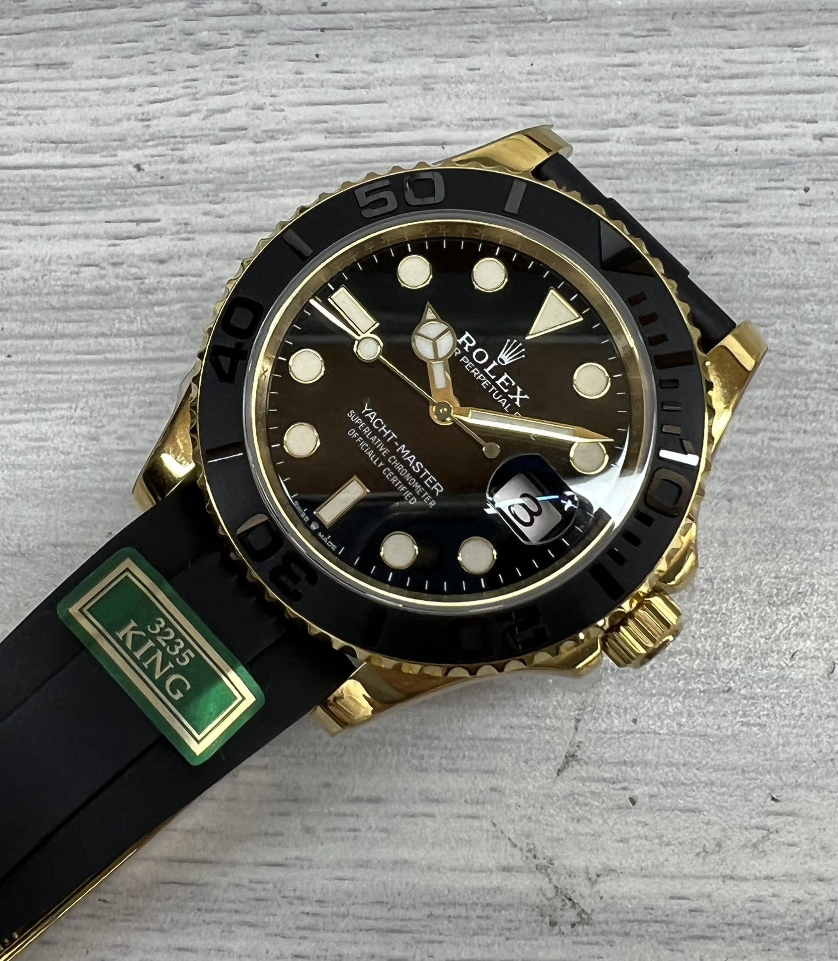 Replica Rolex YachtMaster 226658 42mm Yellow Gold Black Dial KING Factory 1:1 Best VR3235