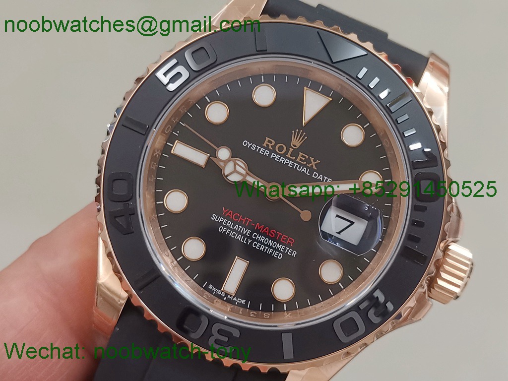 Replica Rolex YachtMaster Rose Gold 116655 40mm VSF 1:1 Best VS3135 OysterFlex