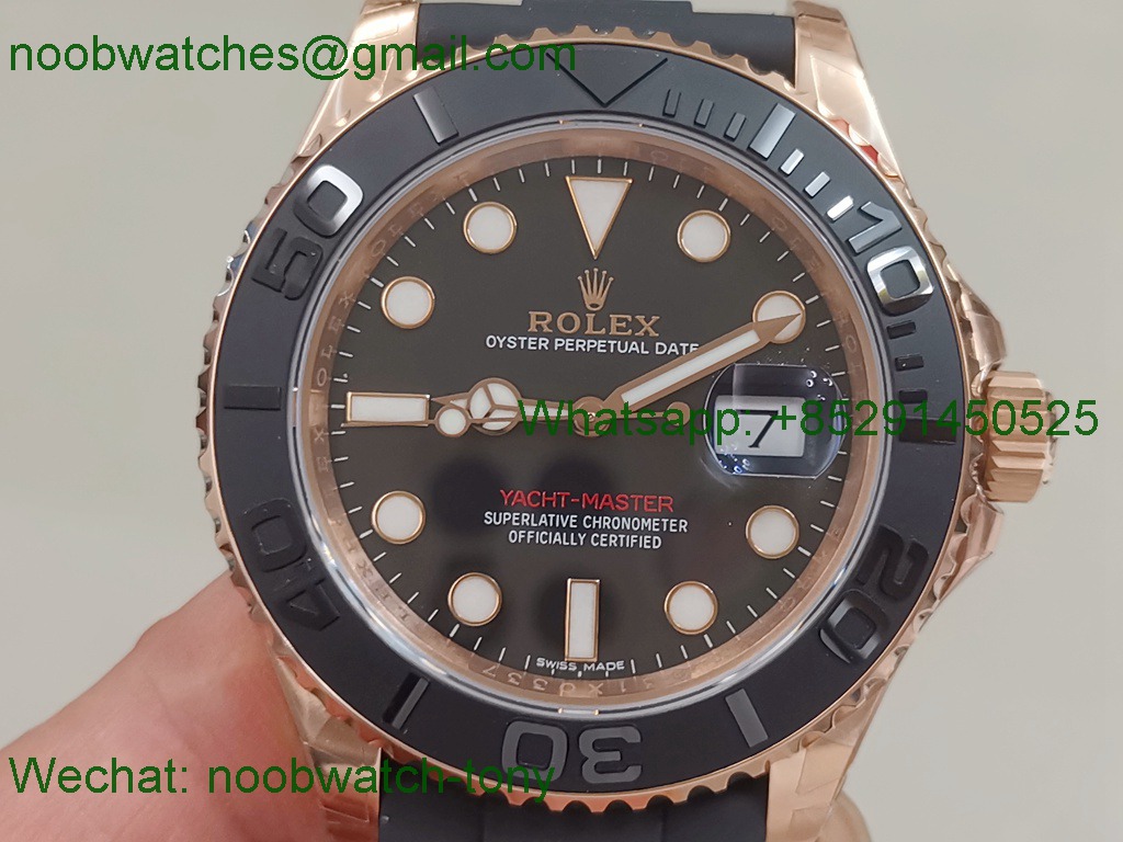 Replica Rolex YachtMaster Rose Gold 116655 40mm VSF 1:1 Best VS3135 OysterFlex