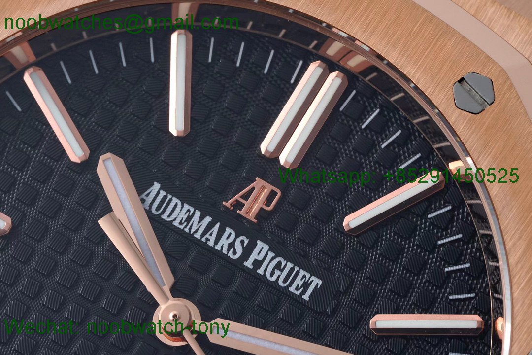 Replica Audemars Piguet AP Royal Oak 41mm 15400 Rose Gold Black Dial IPF 1:1 Best Super Clone
