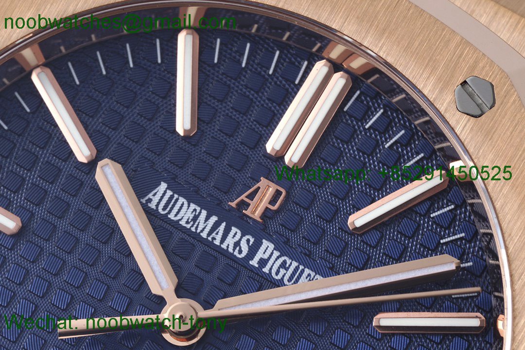 Replica Audemars Piguet AP Royal Oak 41mm 15400 Rose Gold Blue Dial IPF 1:1 Best Super Clone