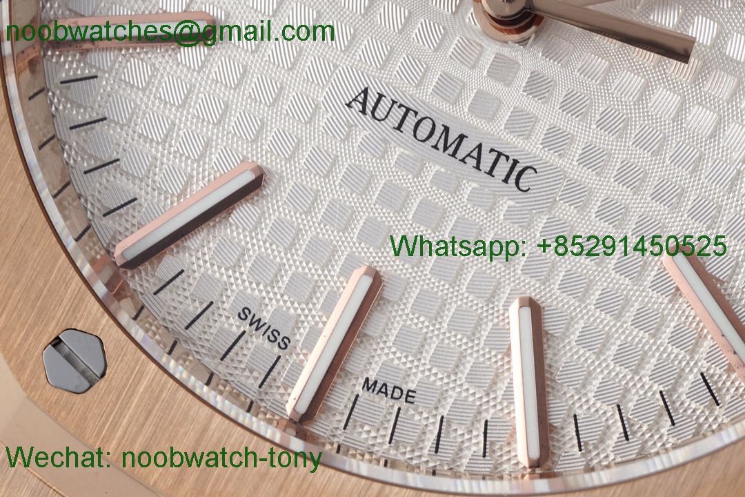 Replica Audemars Piguet AP Royal Oak 41mm 15400 Rose Gold White Dial IPF 1:1 Best Leather