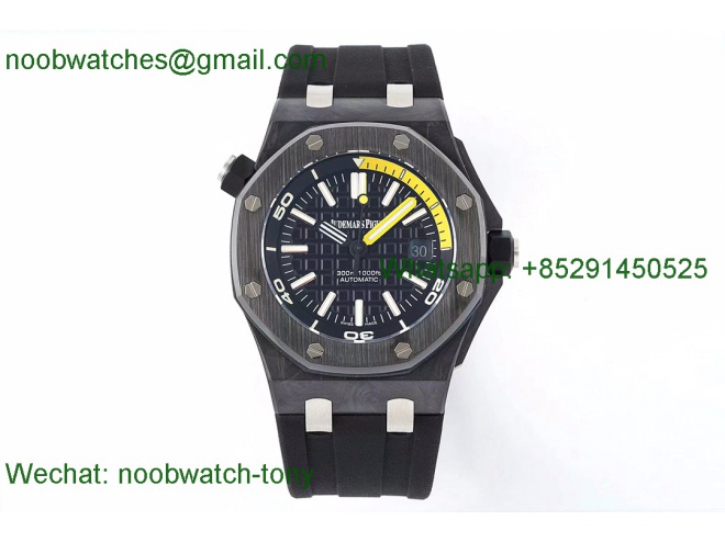 Replica Audemars Piguet Ap Royal Oak Diver Black Carbon Yellow 15706 IPF 1:1 Best A3120