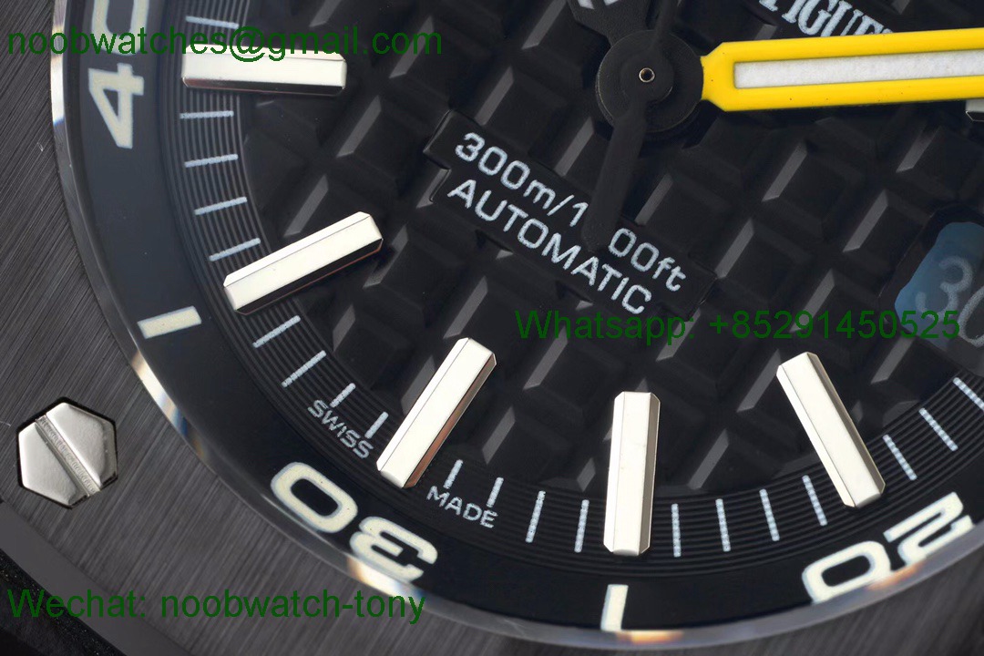 Replica Audemars Piguet Ap Royal Oak Diver Black Carbon Yellow 15706 IPF 1:1 Best A3120