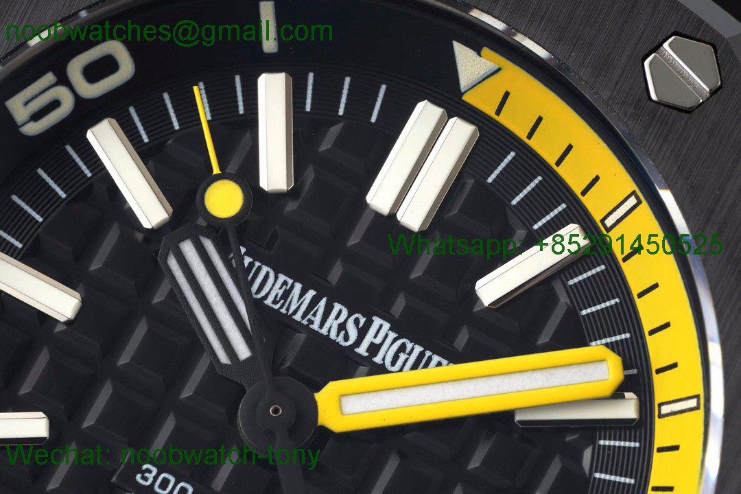 Replica Audemars Piguet Ap Royal Oak Diver Black Carbon Yellow 15706 IPF 1:1 Best A3120