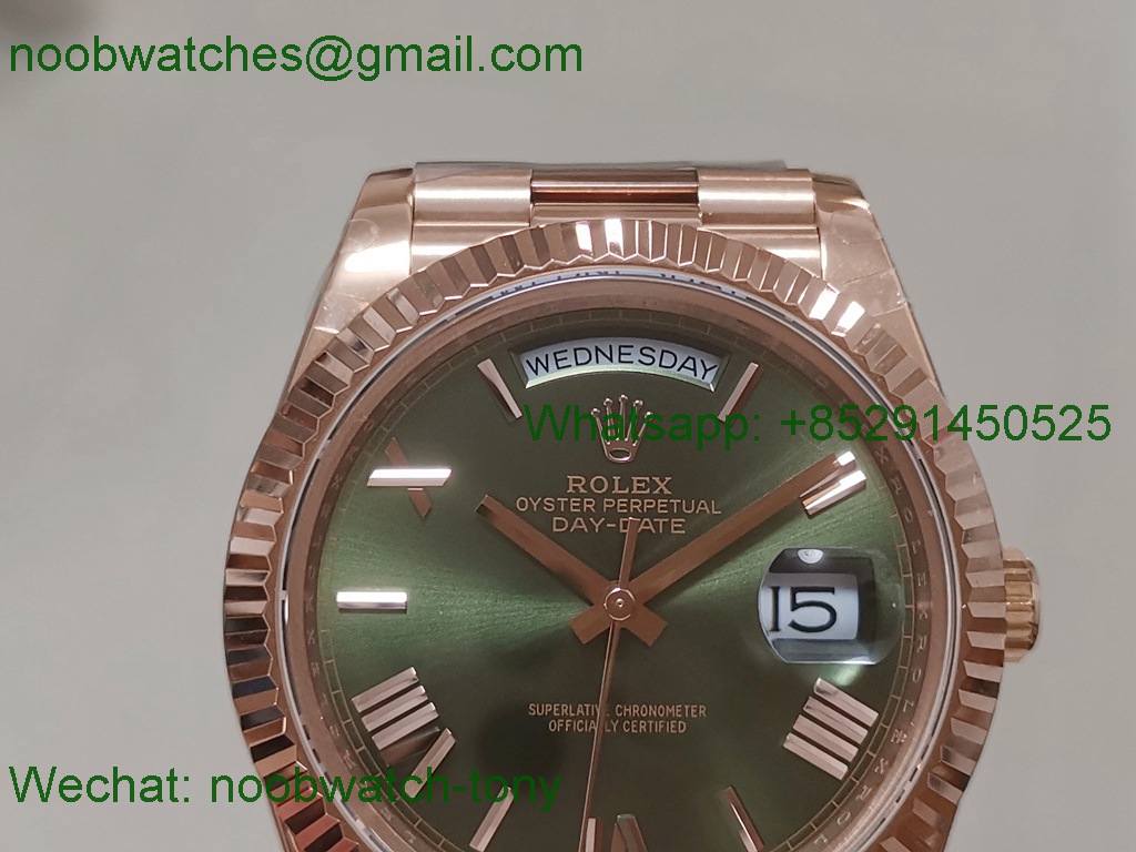 Replica Rolex DayDate DayDate 228235 Rose Gold Green Roman BP Factory 2813