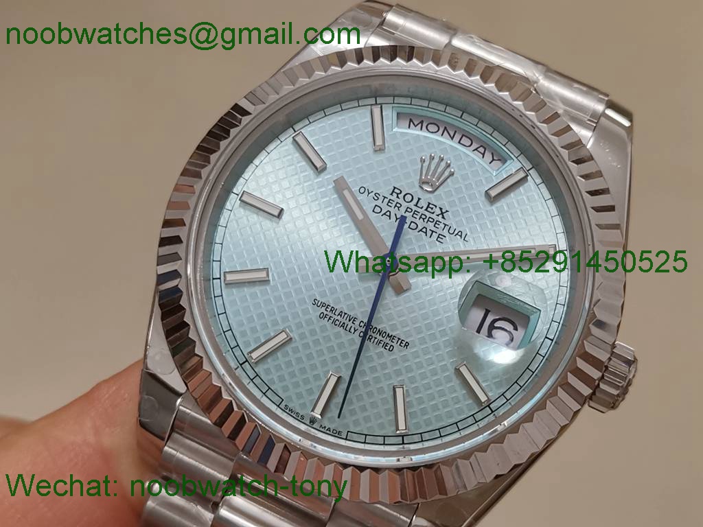 Replica Rolex DayDate 40mm SS Ice Blue Dial GMF 904L 2836 
