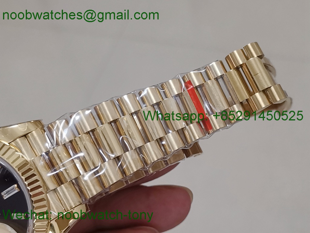 Replica Rolex DayDate 40mm Yellow Gold Black Diamond Dial BP Factory 2813
