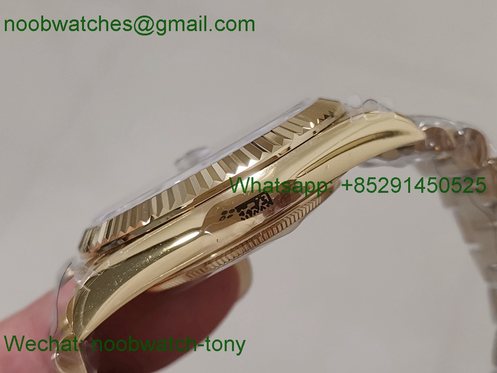 Replica Rolex DayDate 40mm Yellow Gold Black Diamond Dial GMF 904L A3255 Mod