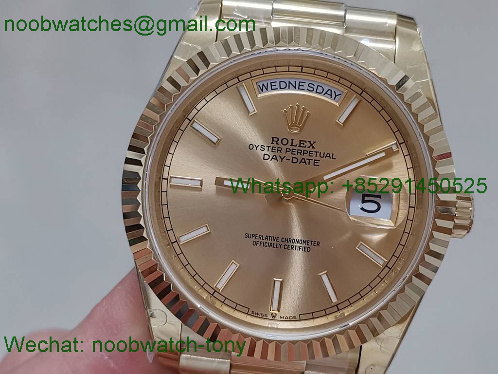 Replica Rolex DayDate 40mm Yellow Gold Golden Dial GMF 2836 904L