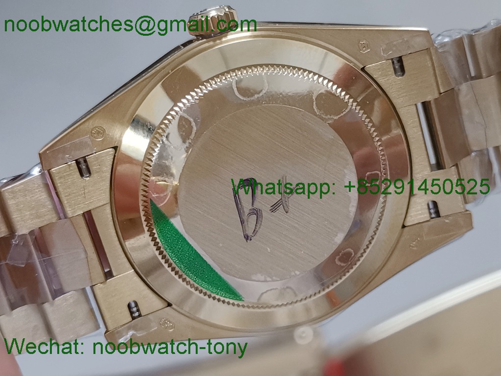 Replica Rolex DayDate 40mm Yellow Gold Green Roman Dial GMF 904L A3255 Mod