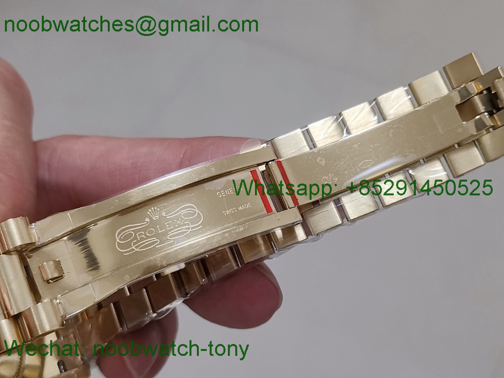 Replica Rolex DayDate 40mm Yellow Gold Green Roman Dial GMF 904L A3255 Mod