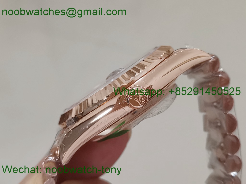 Replica Rolex DayDate 40mm Rose Gold Brown Diamond Dial BP Factory 2836