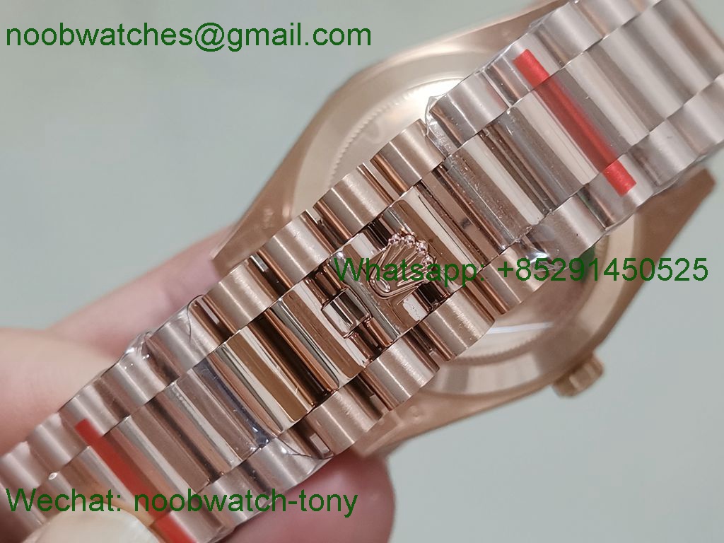 Replica Rolex DayDate 40mm Rose Gold Brown Diamond Dial BP Factory 2836