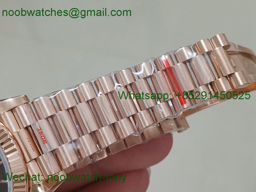 Replica Rolex DayDate 40mm Rose Gold Brown Roman Dial GMF 904L A3255 Mod 