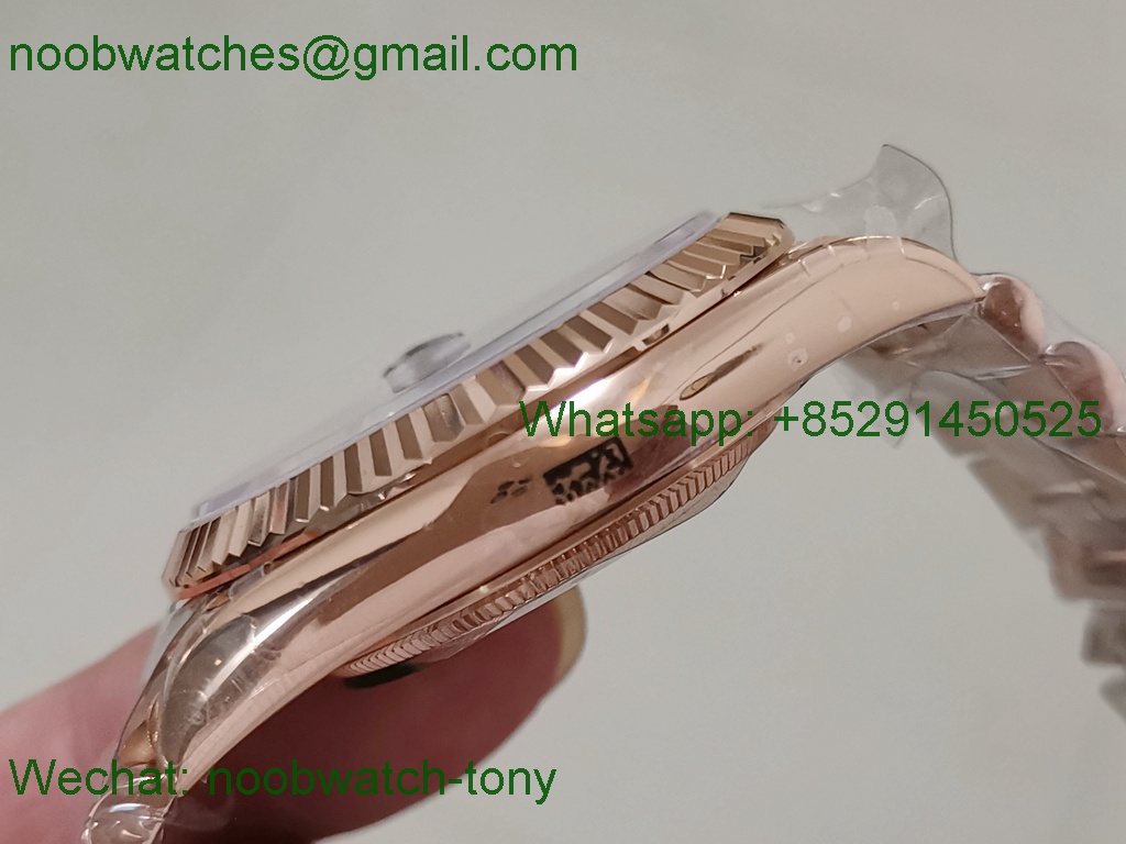 Replica Rolex DayDate 40mm Rose Gold Brown Dial BP Factory 2836