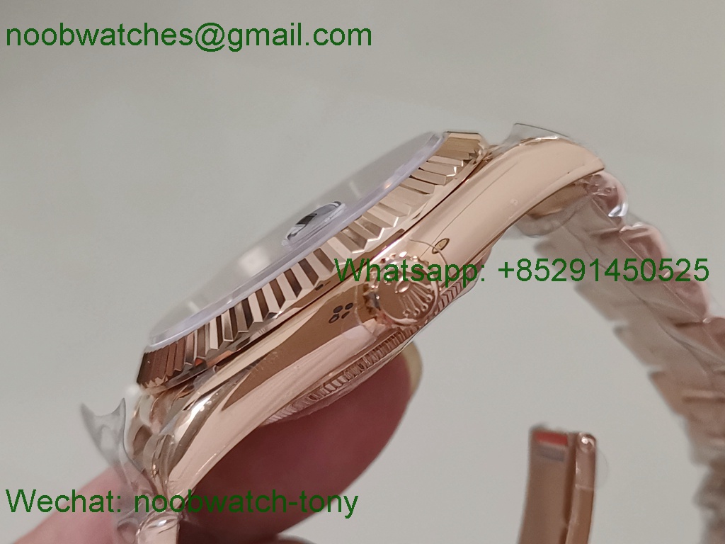 Replica Rolex DayDate 40mm Rose Gold Brown Dial GMF 904L A3255 Mod 