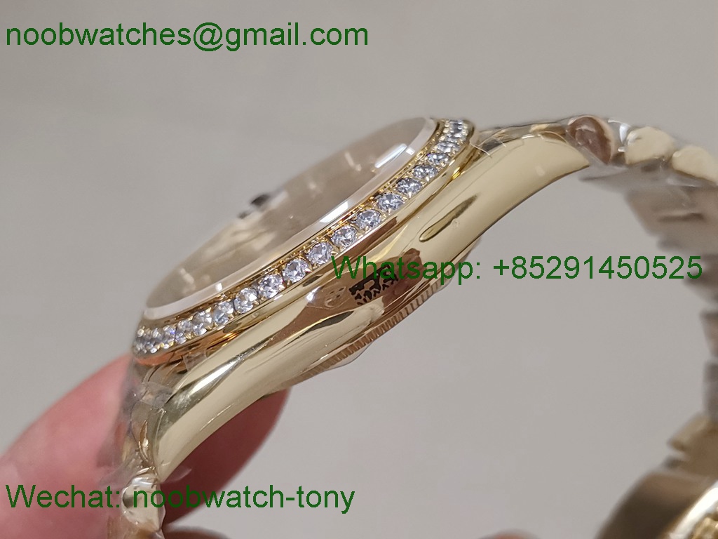 Replica Rolex DayDate 40mm Yellow Gold Diamond Bezel BP Factory 2836