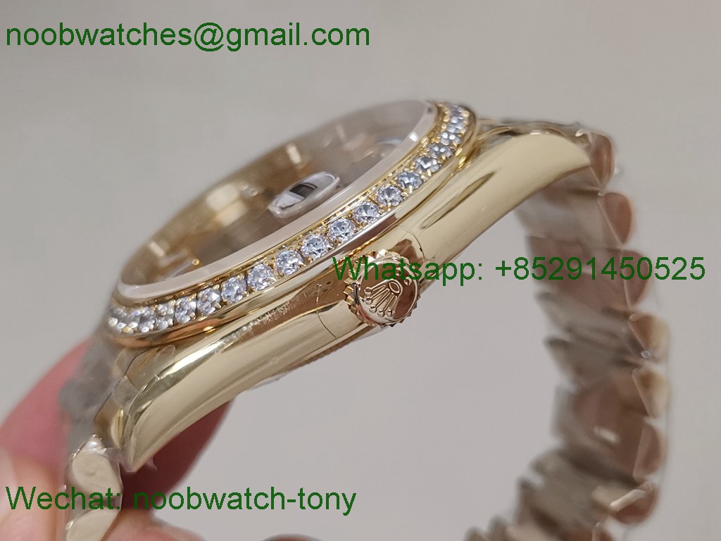 Replica Rolex DayDate 40mm Yellow Gold Diamond Bezel BP Factory 2836