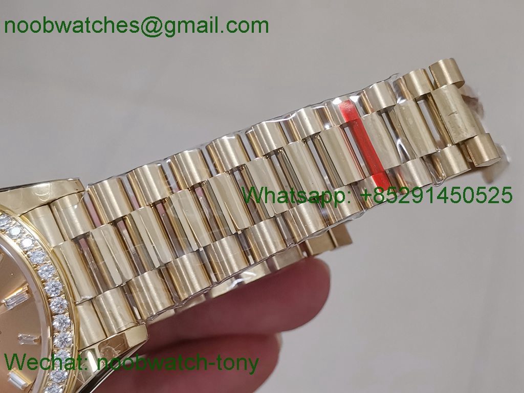 Replica Rolex DayDate 40mm Yellow Gold Diamond Bezel GMF 904L A3255 Mod